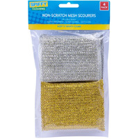 Non Scratch Mesh Sponge Metallic 4Pk