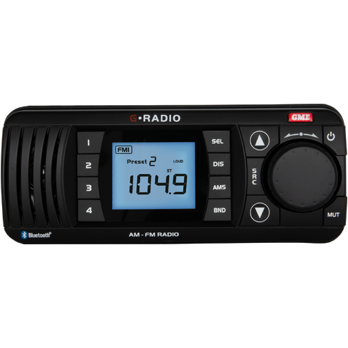 GME GR300BTB Bluetooth AM/FM Marine Stereo - Black