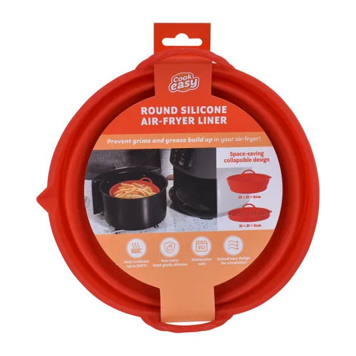 Collapsible silicone air-fryer liner round