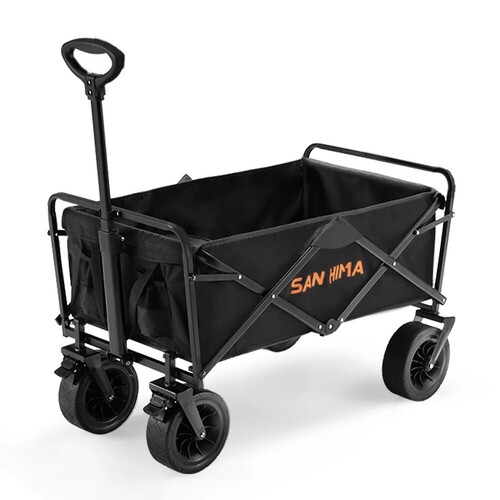 San Hima Folding Camping Wagon 100kg Beach Trolley 360° Wheel Garden Cart Picnic